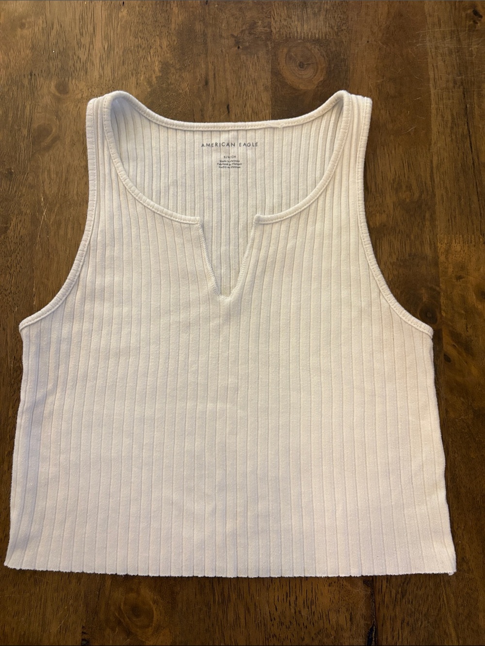 American Eagle Outfitters White Ribbed Notch Tank